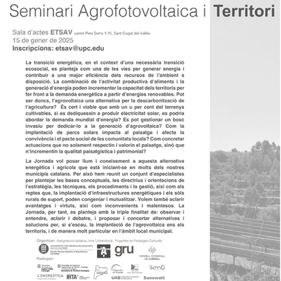 Seminari Agrofotovoltaica i territori