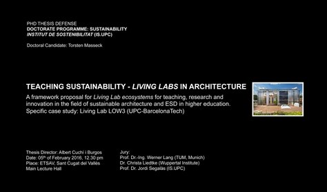 Tesi Doctoral: Teaching Sustainability. Living Labs in Architecture