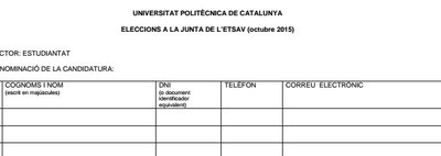 Eleccions Junta d'Escola: Candidatures