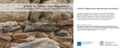 10/06: II Cicle de diàlegs tècnics sobre patrimoni arquitectònic
