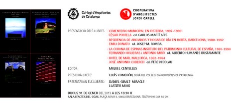 31/01 al COAC: Presentació dels últims volums de la col·lecció de monografies "Archivos del siglos XX"