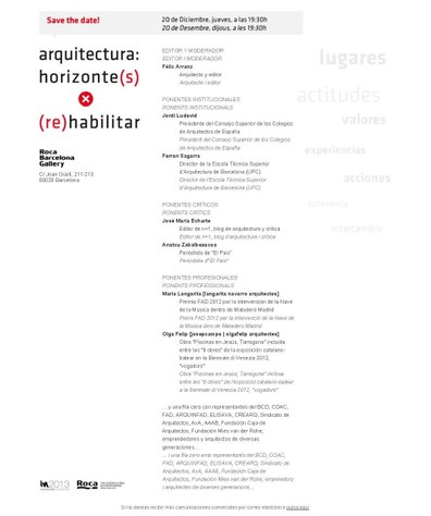 SAVE THE DATE! "Arquitectura: horitzo (ns) x (re)habilitar"