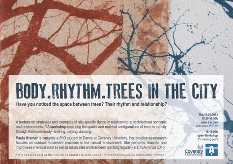 19/04 Conferència Taller "Body.Rhythm.Trees in the City"- La Ciutat i la Vida  